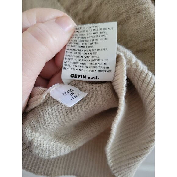 Cortigiani Mens Tan Grandpa sweater size Large Wool Italy mohair 1/4 zip Flaw - Picture 9 of 15